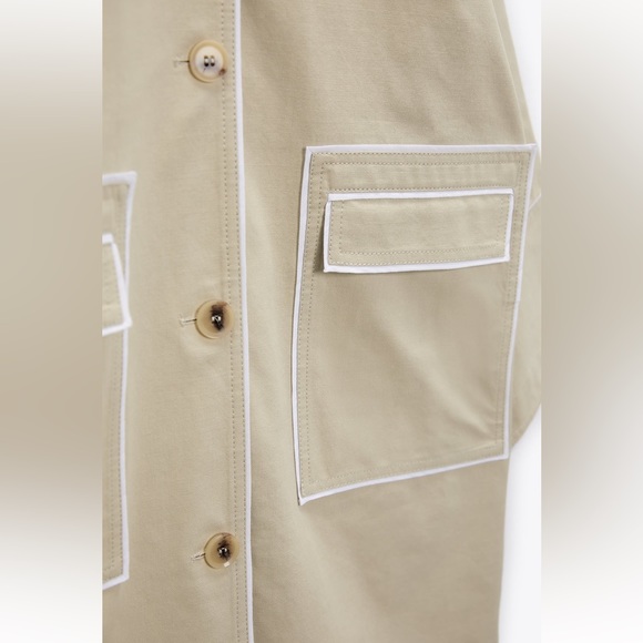 Zara OVERSIZED CONTRAST COAT. Beige. Sizes XS, S. New with Tags. - Picture 10 of 11